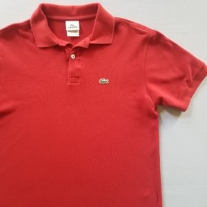 Lacoste deep red pique cotton polo